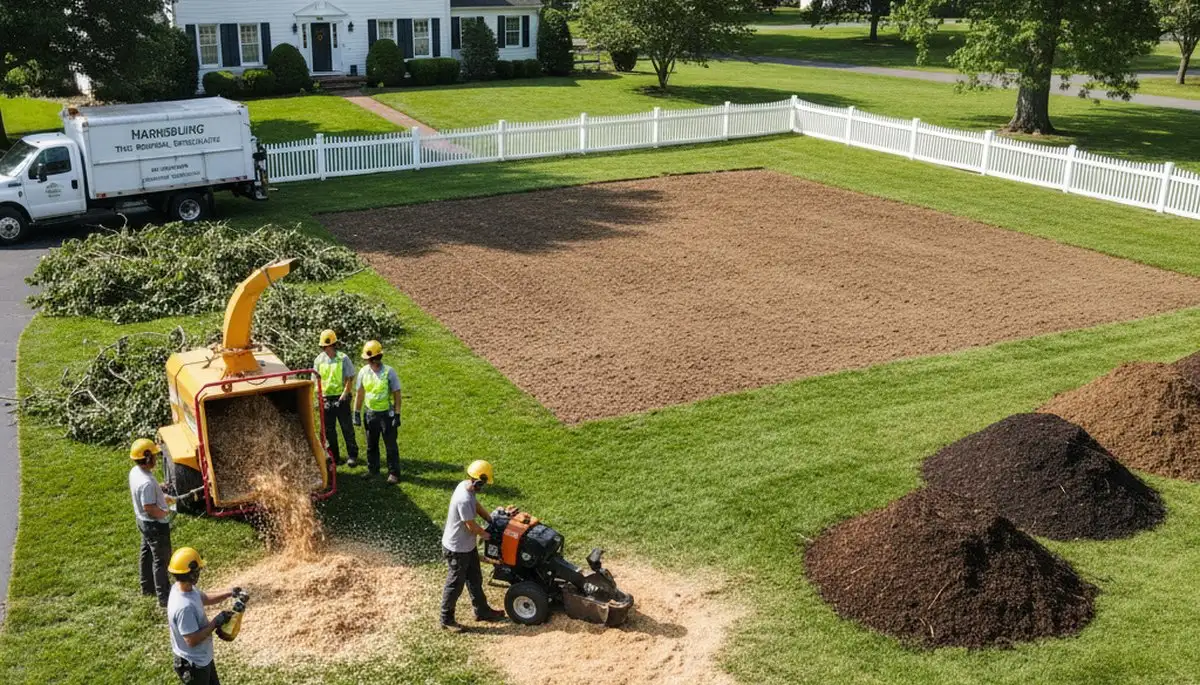 Clean yard after professional tree removal and stump grinding in Harrisburg, PA