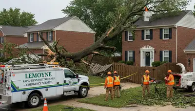 Emergency tree removal after storm damage in Lemoyne near Harrisburg PA restoring property safety
