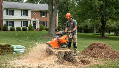 Professional stump grinding removing tree stumps in New Cumberland, PA by Harrisburg tree removal experts