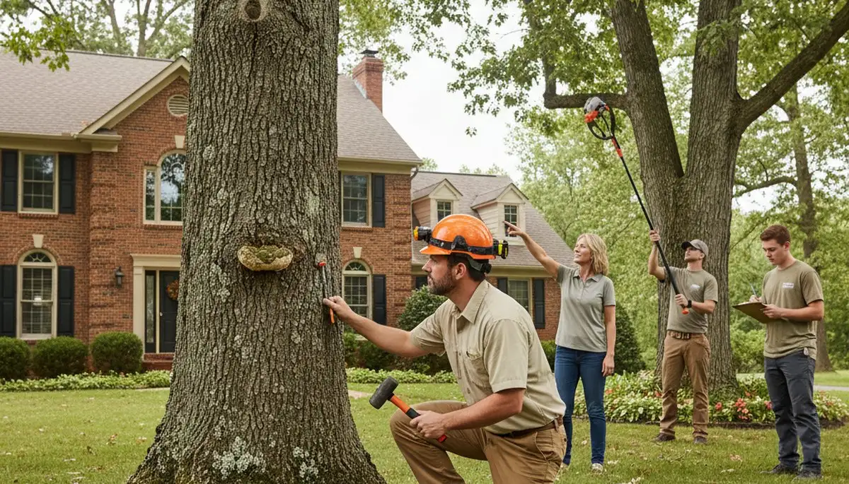 Certified arborist performing tree health assessment for homeowners in Enola, Harrisburg, PA