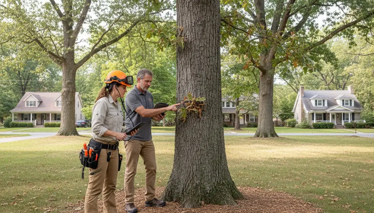 Certified arborist performing tree health assessment for homeowners in Lemoyne, Harrisburg, PA