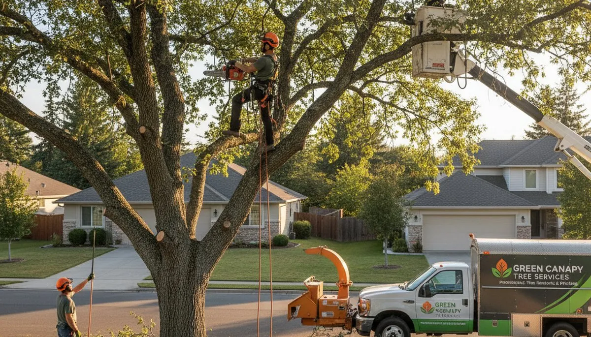 Certified arborist performing precise tree pruning in Harrisburg, PA for healthy residential trees