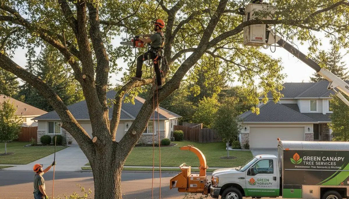 Certified arborist performing precise tree pruning in Harrisburg, PA for healthy residential trees