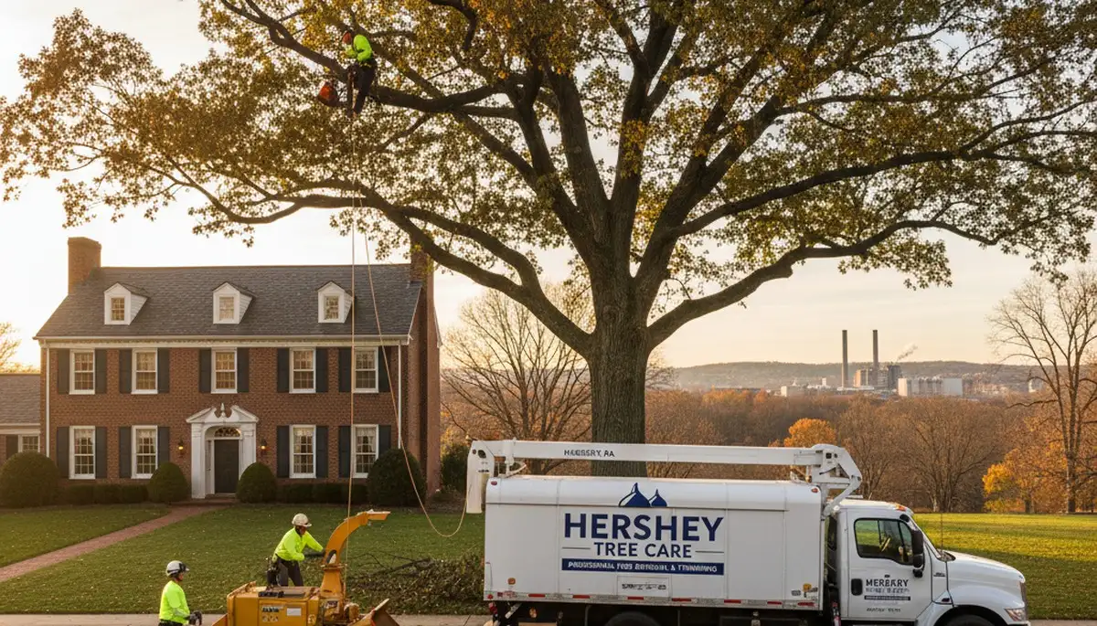 Professional tree removal service in Harrisburg PA safely cutting and clearing large trees