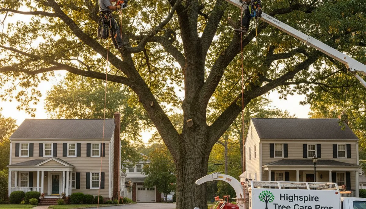 Professional tree removal service experts working in Harrisburg, PA yard