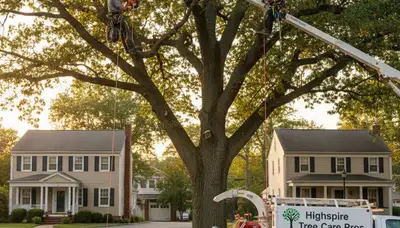 Professional tree removal service experts working in Harrisburg, PA yard