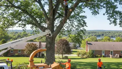 Professional tree removal service in Harrisburg PA safely cutting and clearing large trees