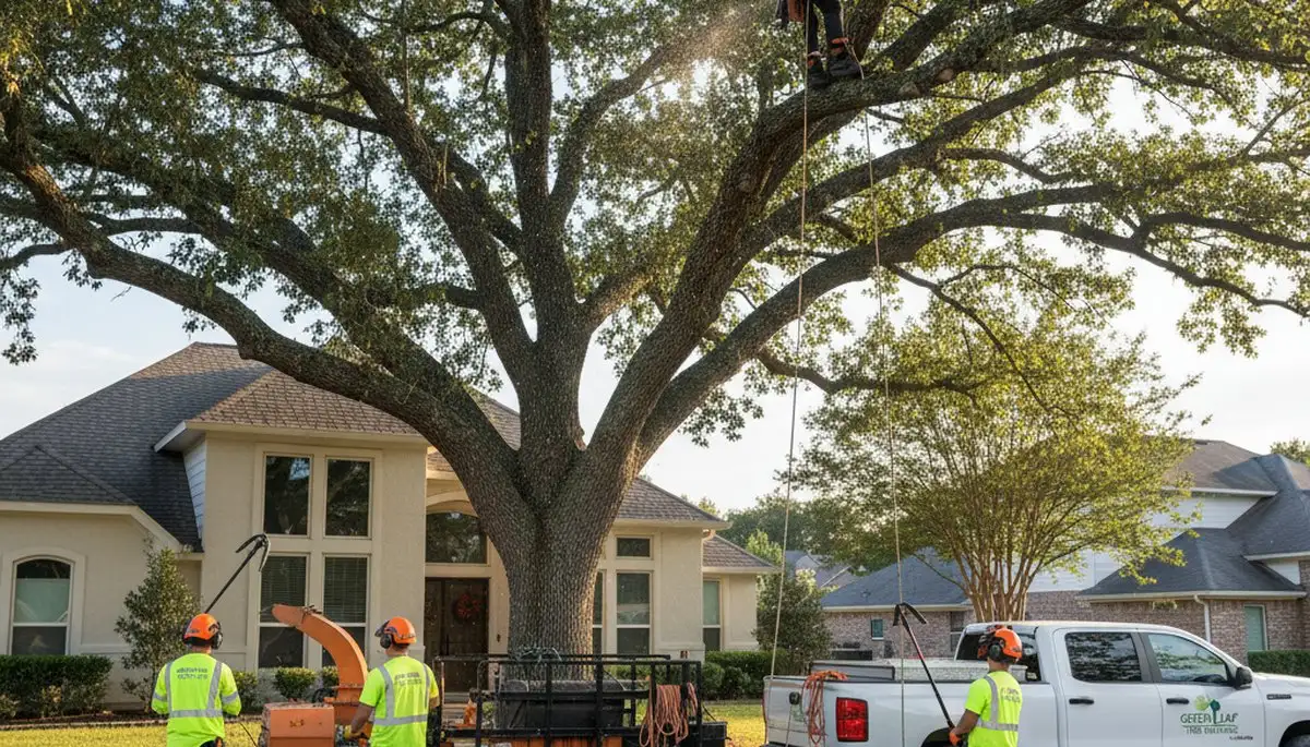 Arborist trimming oak tree in Harrisburg, PA for Chop Chop Tree professional tree care service