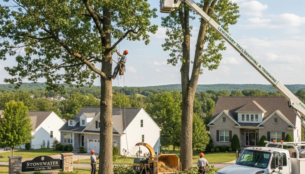 Professional tree removal service in Harrisburg PA handling safe residential tree cutting