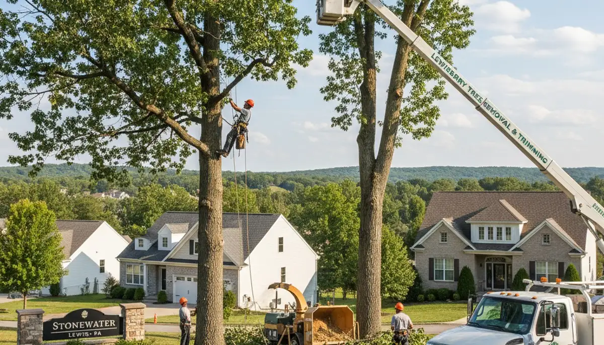 Professional tree removal service in Harrisburg PA handling safe residential tree cutting