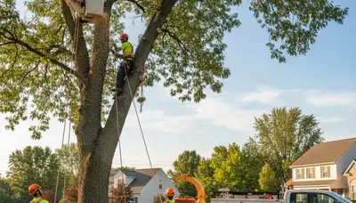 Professional tree removal service in Harrisburg PA removing large oak safely