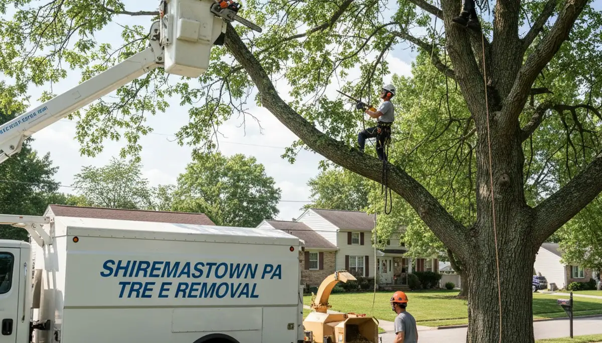 Professional tree removal service in Harrisburg PA safely clearing large trees and debris